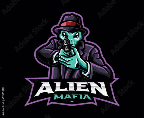 Alien mafia mascot logo design