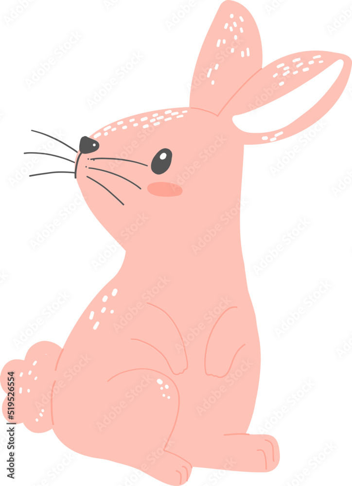cute bunny rabbit pink flat design cartoon animal 