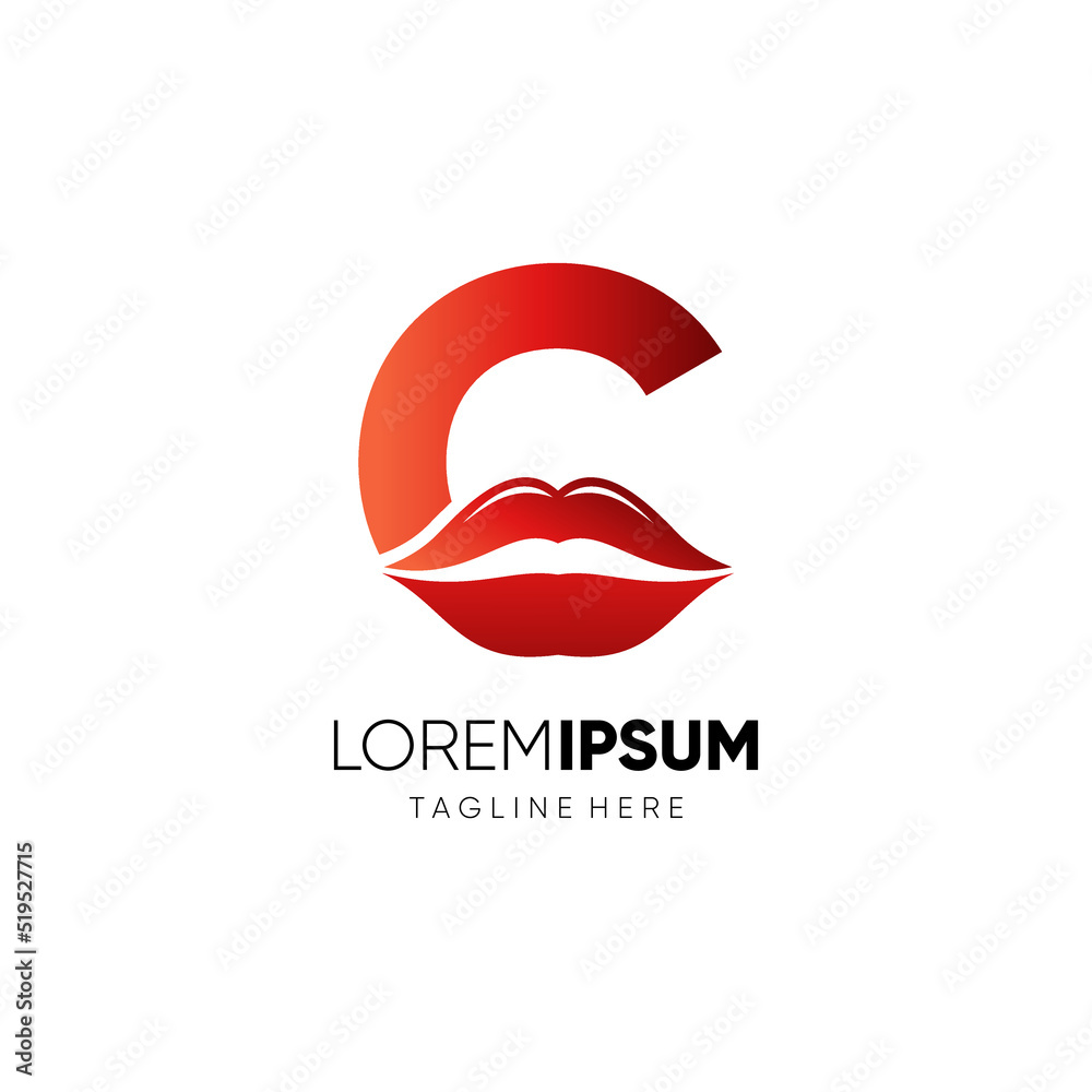 Letter C Initial Lips Logo Design Icon Vector Graphic Emblem Illustration Letter C Initial Lips Logo Design Icon Vector Graphic Emblem Illustration