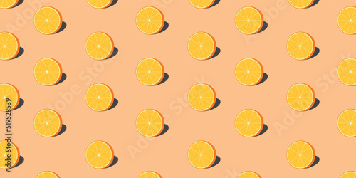 Flat lay Orange slices on background.