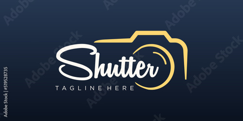 shutter camera photography logo design vector template