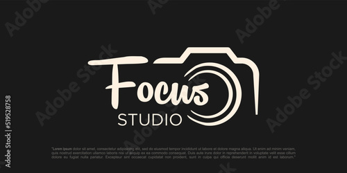 focus camera photography logo design vector template