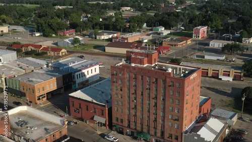 Abilene, Kansas skyline with drone video moving sideways. photo