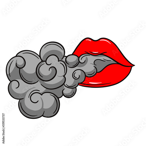 female lips with smoke colored hand drawn