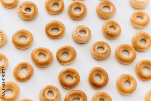 Fresh bagel on white background