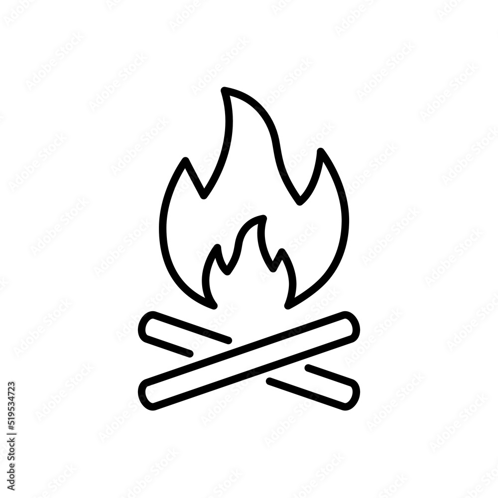 Night Wood Campfire Light Outline Pictogram. Tourism Outdoor Fire Burn Flame Simple Flat Symbol. Bonfire Camp Black Line Icon. Hot Warm Firewood Passion Sign. Isolated Vector Illustration Night Wood Campfire Light Outline Pictogram. Tourism Outdoor Fire Burn Flame Simple Flat Symbol. Bonfire Camp Black Line Icon. Hot Warm Firewood Passion Sign. Isolated Vector Illustration