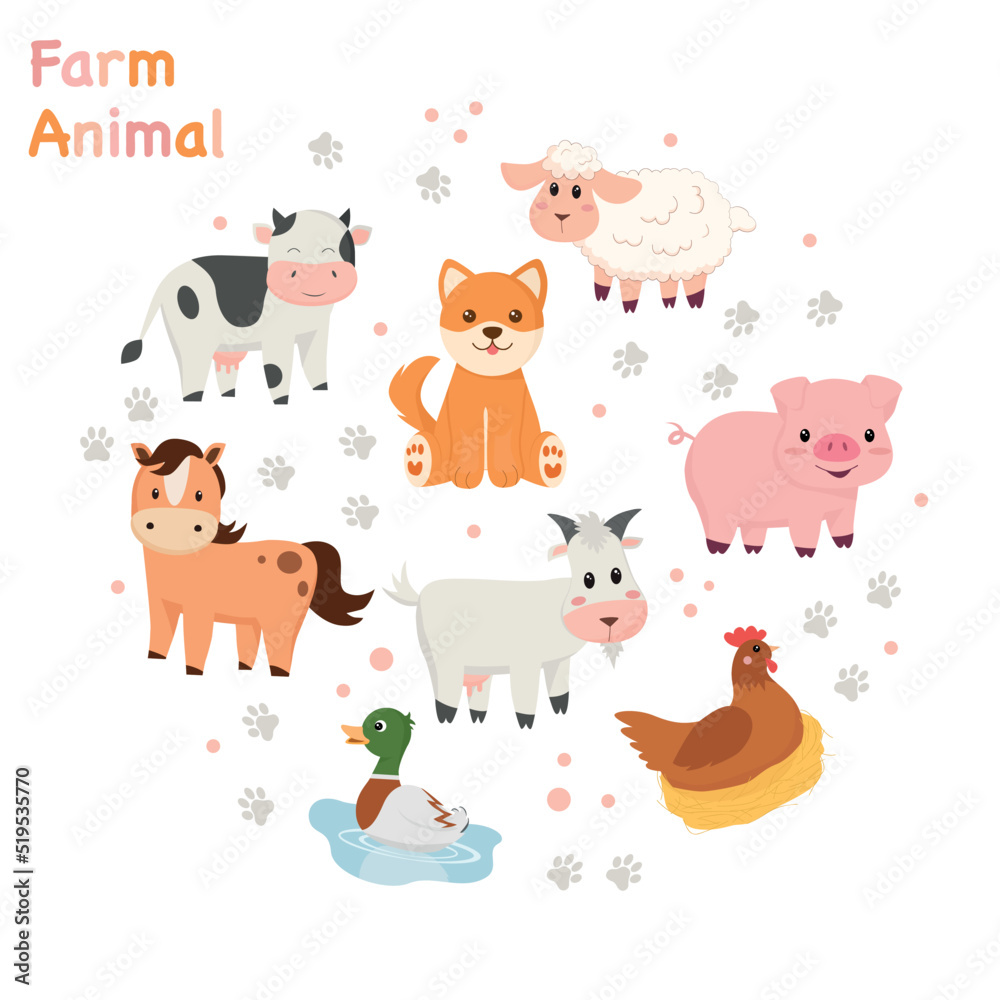 Cartoon farm animal in flat design