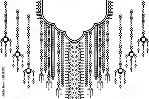 Geometric Ethnic oriental pattern traditional .Floral necklace embroidery design for fashion women.background,wallpaper,clothing and wrapping.