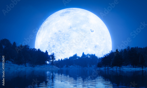Fotografia Super Full moon blue light