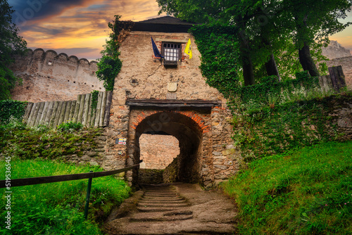Fototapeta Naklejka Na Ścianę i Meble -  Chojnik Castle in Karkonosze mountains at sunset. Poland