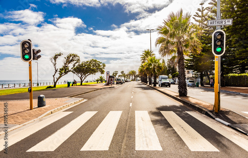Foto Cape Town, South Africa - May 12, 2022: Zebra Crossing on Sea Point beach front