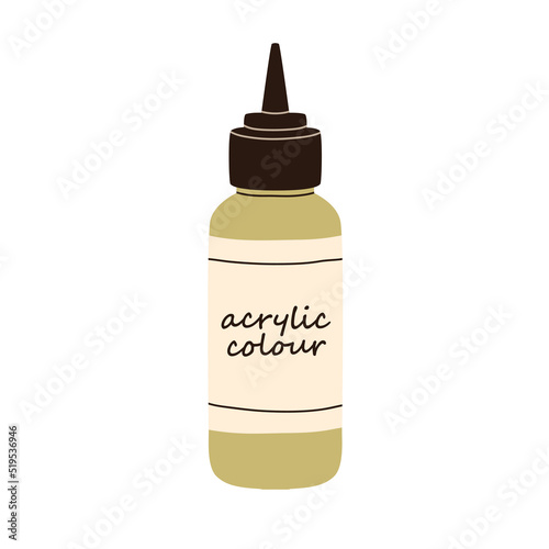 Acrylic colour bottle. Pack of paint, color. Dye package, container with clos...