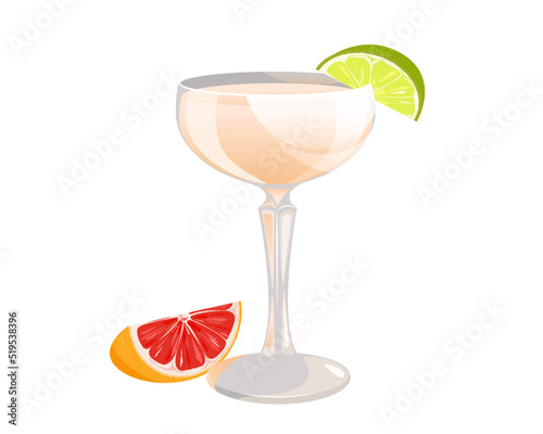 Classic Hemingway cocktail.A refreshing special Hemingway daiquiri with lime and grapefruit.Vector illustration. photo