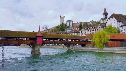 Spreuerbrucke (Spreuer Bridge) across River Reuss, Lucerne, Switzerland photo