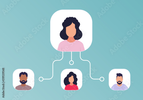 Scheme of subordination of people. Vector.