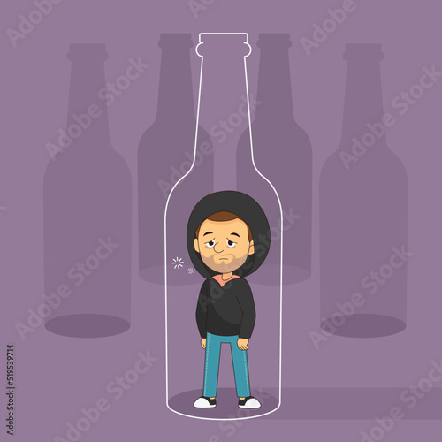 Depression alcoholism addiction concept sad male