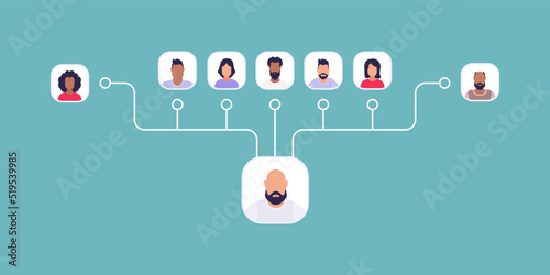 Scheme of subordination of people. Vector. Flat style.