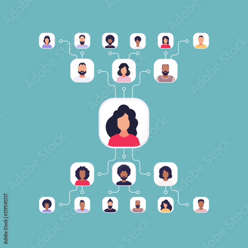 Scheme of subordination of people. Vector.