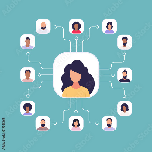 Scheme of subordination of people. Vector. Flat style.