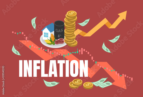 Inflation, Stagflation, slowing economic growth, stock market crash.  Increasing prices, Rising cost of living. A period of high inflation and lower GDP growth.