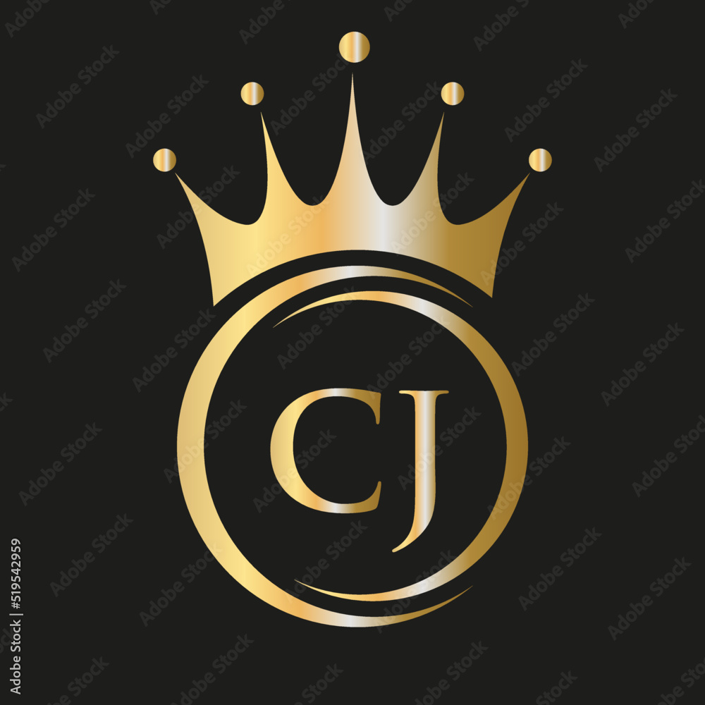 Letter CJ Crown Logo. Royal Crown Logo for Spa, Yoga, Beauty, Fashion, Star, Elegant, Luxury Sign Letter CJ Crown Logo. Royal Crown Logo for Spa, Yoga, Beauty, Fashion, Star, Elegant, Luxury Sign