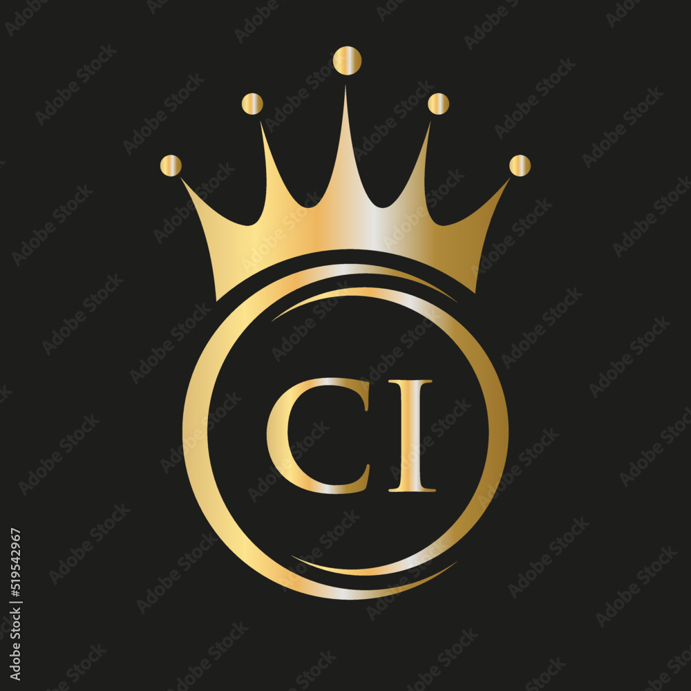 Letter CI Crown Logo. Royal Crown Logo for Spa, Yoga, Beauty, Fashion, Star, Elegant, Luxury Sign Letter CI Crown Logo. Royal Crown Logo for Spa, Yoga, Beauty, Fashion, Star, Elegant, Luxury Sign