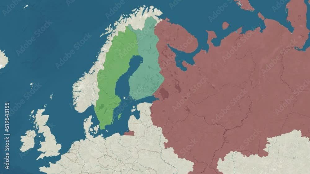 Map of Finland, Sweden, and Russia with text and textless