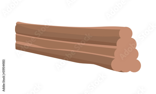 Stack of wooden logs semi flat color vector object. Timber producing. Wood material. Full sized item on white. Industry simple cartoon style illustration for web graphic design and animation