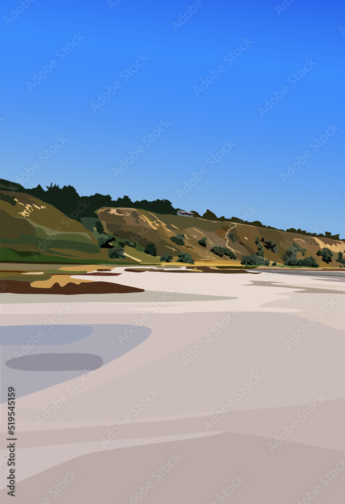 Obraz premium Sea coast. Landscape. The shores of the salt lake are covered with salt. Dry autumn grass around the salty ground.