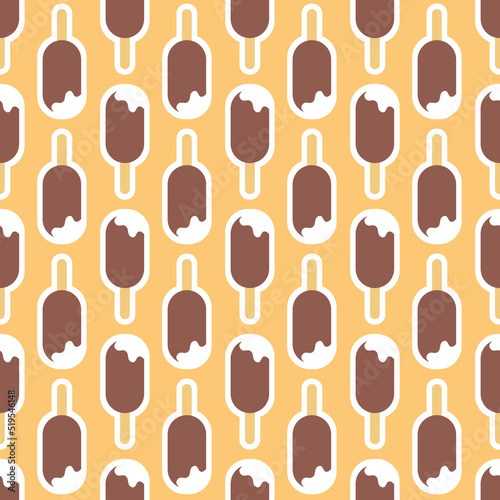 Creamy ice cream in chocolate glaze seamless pattern background design decoration