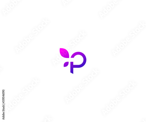 Minimalist and simple Modern Leaf P Letter icon, vector logo template, Letter Leaf p logo