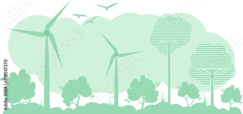Green Background on the theme of green energy and ECO. Vector illustration.