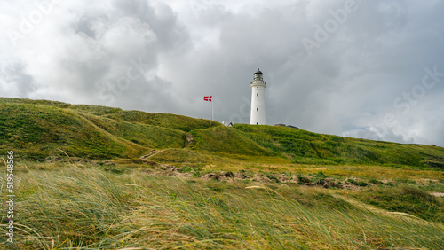 White Lighthouse in the sand and grass dunes, Hirtshals Fyr in Hirtshals, North Jutland in Denmark, Europe © Pavel Kašák