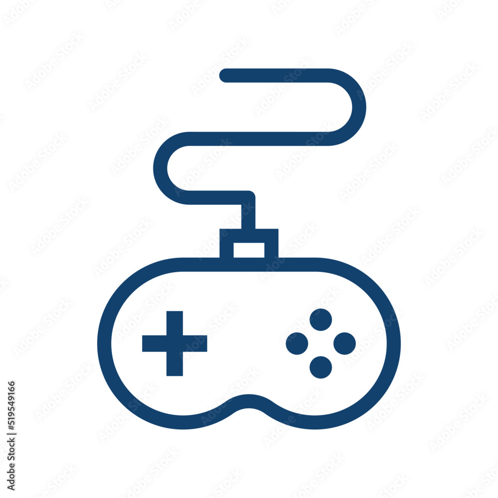 Wired game controller icon. Video game. Vector. Wired game controller icon. Video game. Vector.
