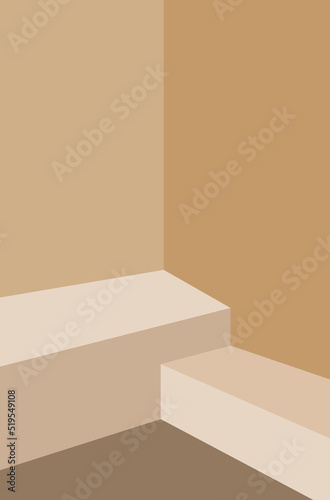 empty shelf or room interior design created with illustration render 3D, Product showing presentaion concept	
