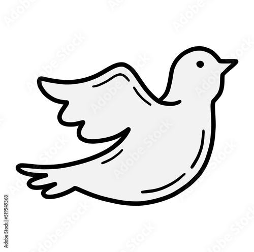 Simple pigeon bird, a dove of the world icon in linear doodle style