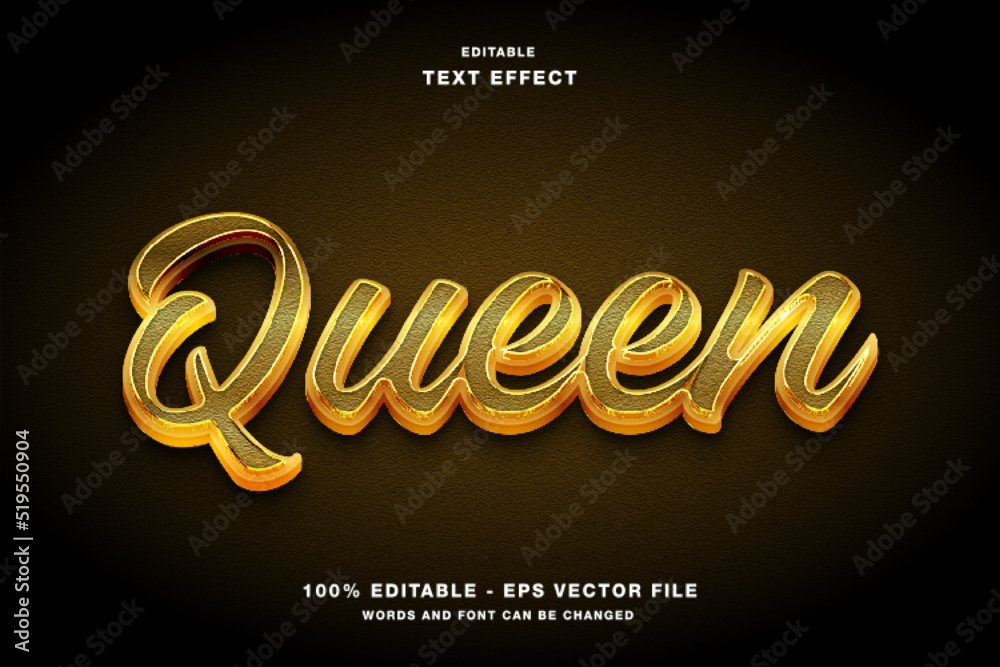 Queen Golden Luxury 3D Editable Text Effect