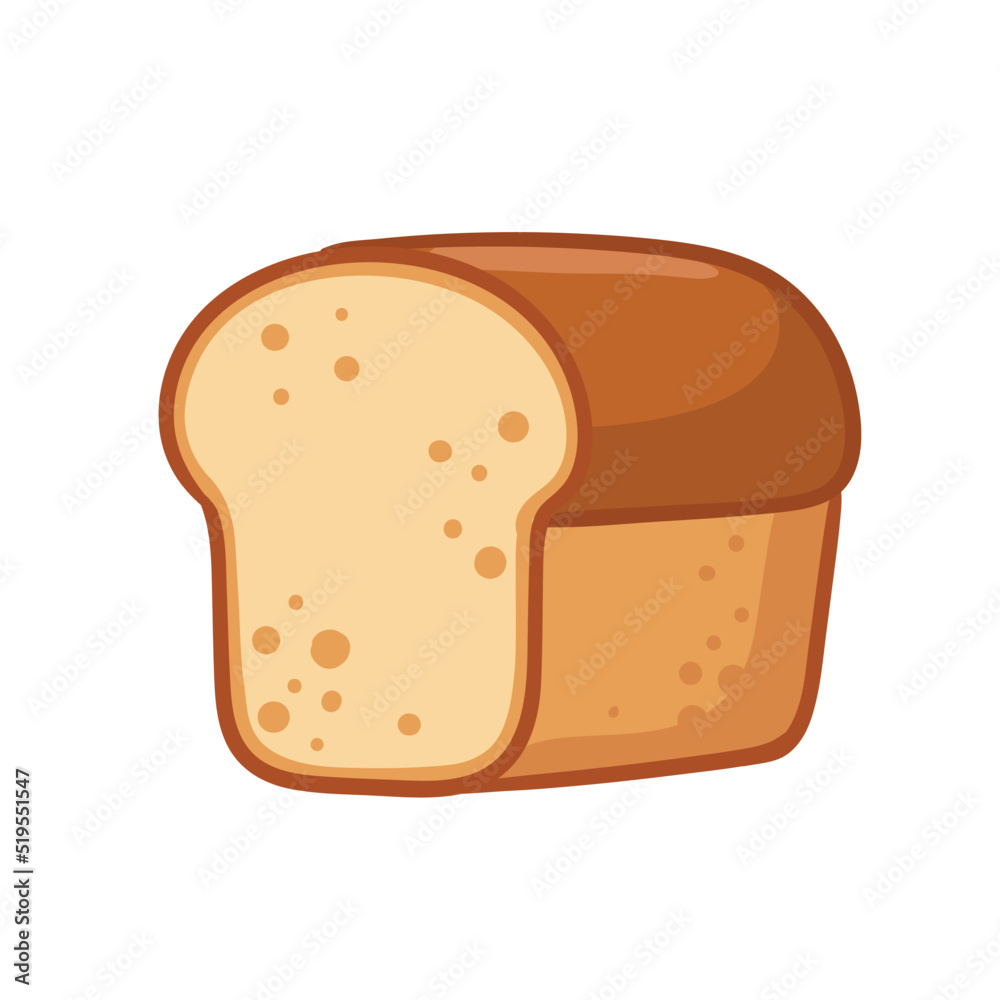 Vector illustration with cut bread isolated on white background. Picture with food Vector illustration with cut bread isolated on white background. Picture with food