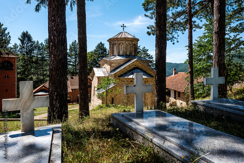 Orthodox Christian Monastery. Serbian Monastery of the Holy Trinity (Manastir Svete Trojice) located on Ovcar Mountain, near Ovcar Banja, Serbia, Europe photo