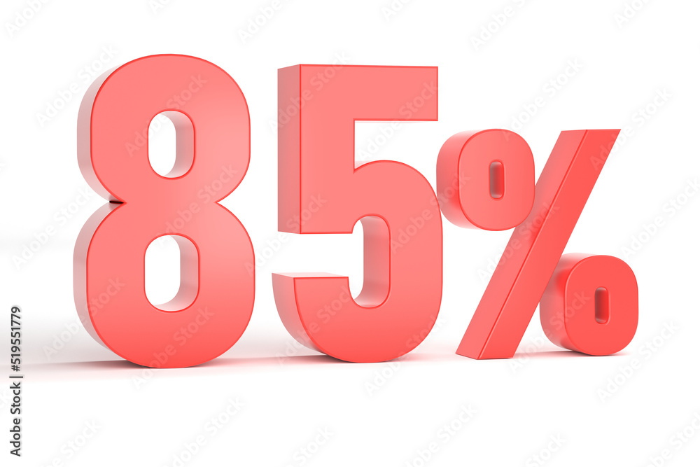 Red 85 percent isolated on white background Red 85 percent isolated on white background