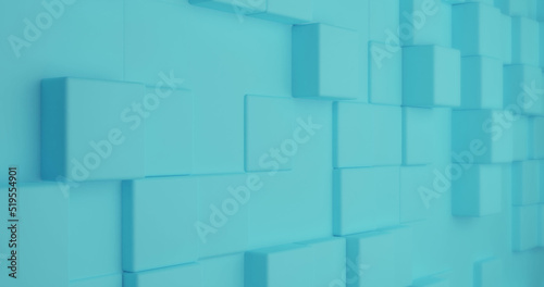 Image of moving tile wall over blue background