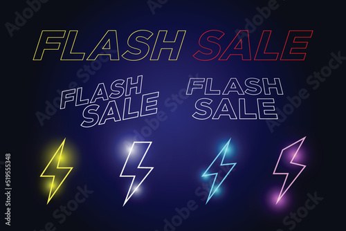Flash Sale Shopping banner with Thunder sales banner template design for social media and website.Limited Only time and Flash Sale campaign