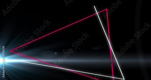 Image of triangles and lights on black background