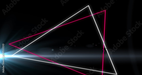 Image of triangles and lights on black background