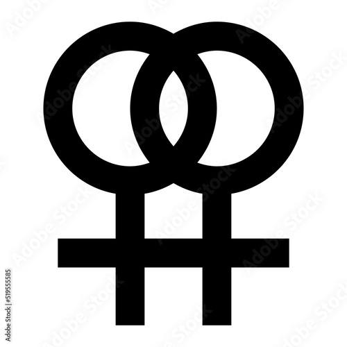 Double female symbol, Lesbian relationship. Vector illustration.