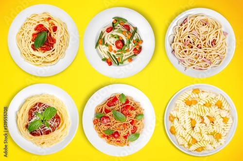 Pasta, Bowl, Spaghetti, Wide Noodles Mix