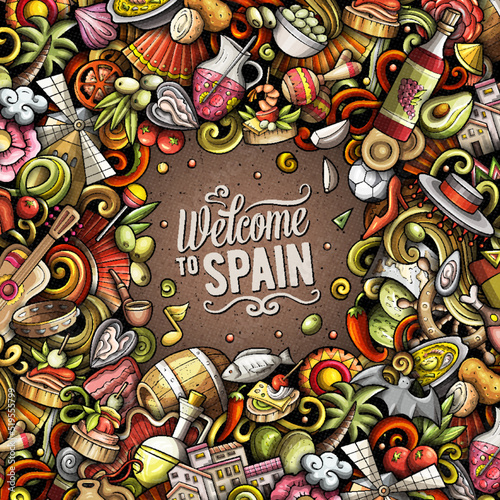 Spain cartoon vector doodles frame