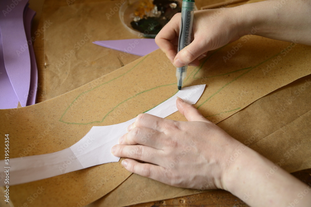 Obraz premium Crafting with foam, scissors, brush, paint and themoplastics