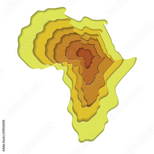 the African continent in the style of paper cut