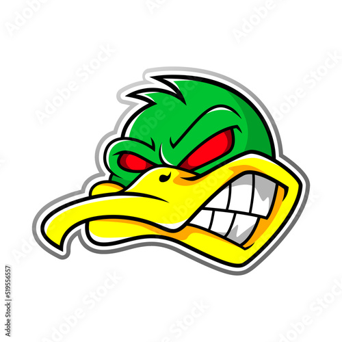 angry duck head cartoon badge template